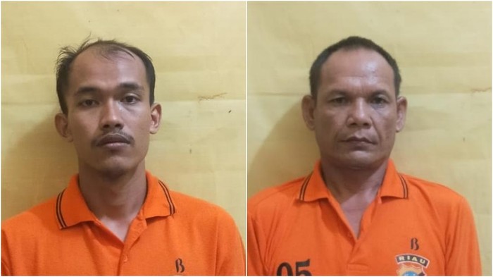 Dua pelaku saat diamankan petugas (Foto: Dok Polres Rohil)