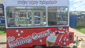 Dari Rolling Stones jadi Rolling Cone, toko es krim. Foto: Boredpanda  