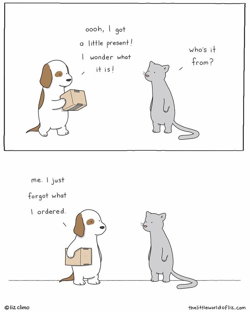 Seorang kartunis asal Amerika, Liz Climo, membuat ilustrasi binatang yang menggemaskan. Ia membuat komik, dengan membayangkan bagaimana para hewan berinteraksi sehari-harinya.