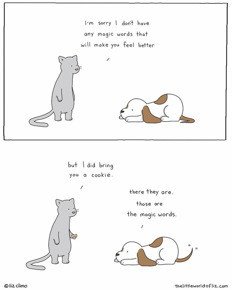 Seorang kartunis asal Amerika, Liz Climo, membuat ilustrasi binatang yang menggemaskan. Ia membuat komik, dengan membayangkan bagaimana para hewan berinteraksi sehari-harinya.