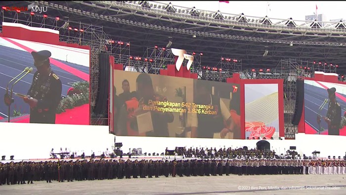 Kapolri Jenderal Listyo Sigit Prabowo mengungkap Satgas TPPO telah menangkap 642 orang tersangka dan menyelamatkan 1.826 korban. (YouTube Setkab)