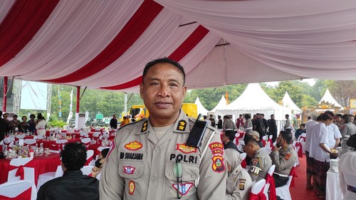 Kasubdit Regident Ditlantas Polda Bali AKBP Made Suarjana saat ditemui di syukuran Hari Bhayangkara ke-77 di Lapangan Monumen Bajra Sandhi, Kota Denpasar, Sabtu (1/7/2023). (I Wayan Sui Suadnyana/detikBali)