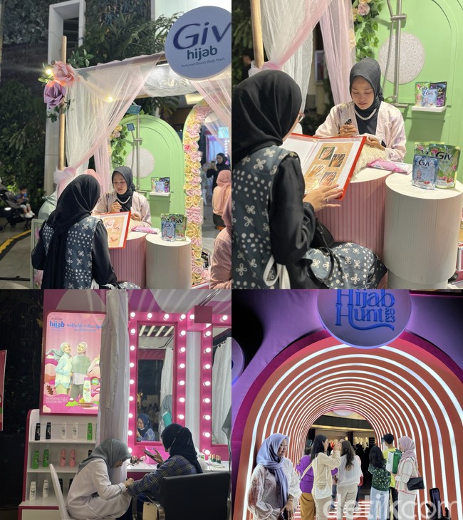 Selama audisi Emeron Hijab Hunt 2023 di Bandung, kamu bisa mencoba berbagai perawatan rambut, kulit dan masih banyak lagi di booth yang ada di sekitar panggung. Dan bisa foto OOTD dengan spot yang Instagrambale. Foto: Gresnia/Wolipop.