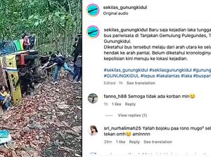 Bus Rombongan Wisatawan Terguling di Tanjakan Gemulung GunungKidul