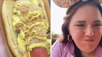 Memesan hot dog yang diprediksi enak, wanita ini mengaku menyesal. Hot dog yang dipesan ditaburi bahan aneh yang merusak rasanya. Foto: Bored Panda