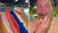 Terlalu ceria komponen hot dog ini disebut terlalu nyeleneh. Roti warna-warni dengan saus berwarna biru dikatakan menjijikan. Foto: Bored Panda