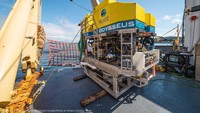 ROV, yang diberi nama Odysseus 6K, adalah yang pertama menemukan ladang puing di area pencarian kapal selam OceanGate yang hilang pada Kamis, 22 Juni waktu setempat.  ( Pelagic Research Services)