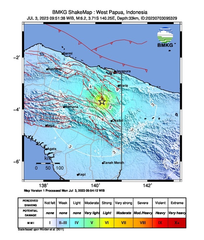 Gempa di Keerom, Papua (dok. BMKG)