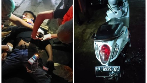 Kecelakaan lalu lintas sepeda motor menabrak truk kontainer mogok di Jalan Teuku Umar Barat kilometer 6, Kota Denpasar, Senin (3/7/2023) dini hari.