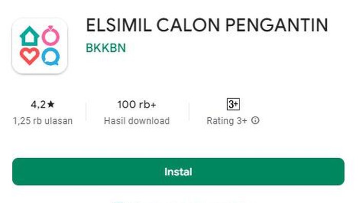 Aplikasi Elsimil untuk calon pengantin.