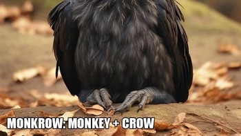 Monkrow memadukan monyet dan gagak. Foto: Reddit/Macilento