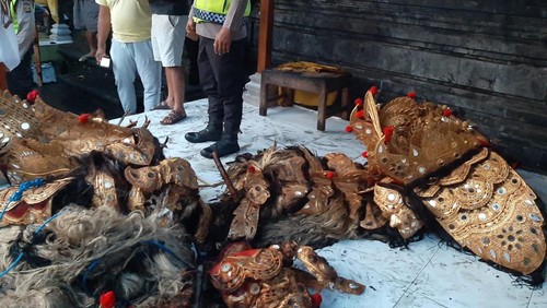 Kebakaran menimpa merajan di Griya Bujangga Waisnawa Merta Buana Sumiamurti, Sindu, Ubud, Selasa (4/7/2023).