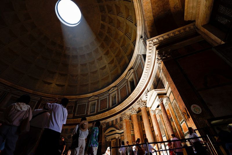 People visit Pantheon, one of the ancient world's best preserved monuments, after an entry fee is introduced in Rome, Italy, July 3, 2023. REUTERS/Remo Casilli