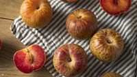 Satu lagi buah hybrid yang eksis, yaitu plumcot. Jenis ini merupakan paduan dari buah plum dan aprikot. Tekstur daging buahnya lembut dan rasanya manis. Foto: Getty Images/iStockphoto/