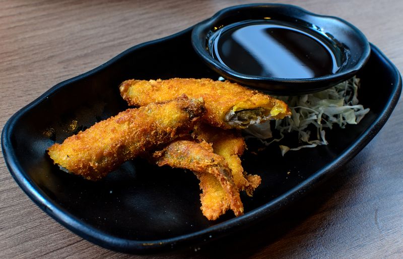 Deep fried crumbed Capelin fish (Shisamo), Japanese Food