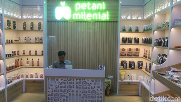 Produk di gerai Petani Milenial di Pasar Kreatif Jabar, Kota Bandung.
