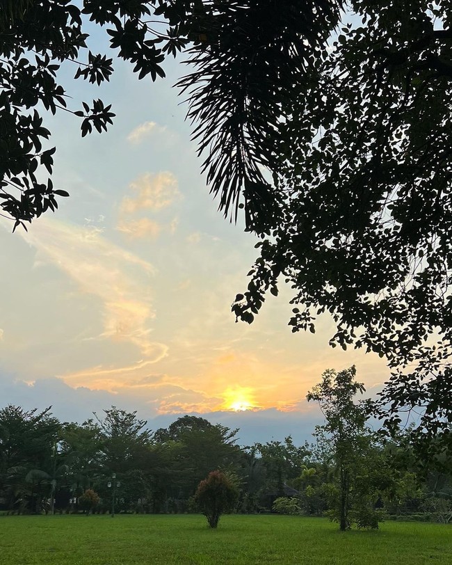 Berlatar keluarga berada, Raline tinggal di sebuah rumah yang berhalaman luas. Sempat Raline mengunggah foto di Instagram yang memperlihatkan pelataran rumahnya. Sejauh mata memandang, hanya hamparan hijau yang terlihat. (Foto: Instagram/@ralineshah)