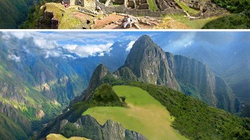 Machu Picchu hilang jadi hanya area hijau gunung. Foto: DesignCrowd via Boredpanda