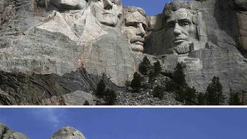 Mount Rushmore National Memorial menjadi layaknya gunung biasa. Foto: DesignCrowd via Boredpanda