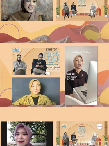 20 peserta audisi online Emeron Hijab Hunt 2023 sedang menjelaskan konten kepada juri.