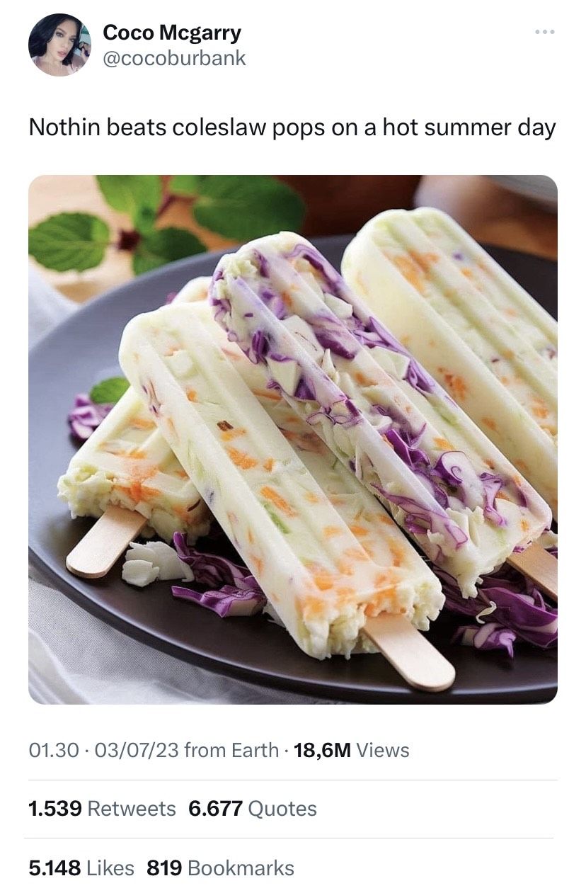 Kreasi es loli coleslaw yang nyeleneh