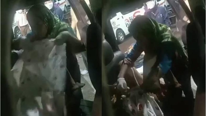Ibu melahirkan dalam taksi online di Palembang.