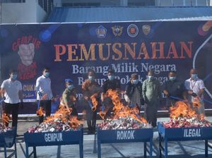 1 Juta Batang Rokok Ilegal Senilai Rp 1,2 M di Lhokseumawe Dimusnahkan