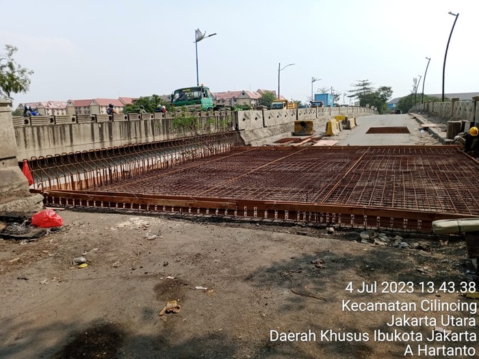 Perbaikan Jembatan Marunda, Cilincing, Jakarta Utara. (Dok Dinas Bina Marga DKI Jakarta)