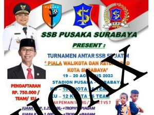Poster Turnamen Sepakbola Antar-SSB Piala Wali Kota Surabaya Hoaks!