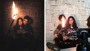 Pakai obor biar seperi tengah berpetualang. Foto: Instagram.com/omahi_ 