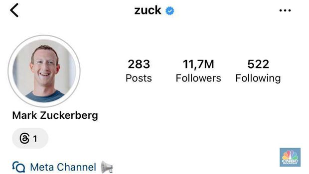 Akun Instagram CEO Meta Mark Zuckerberg