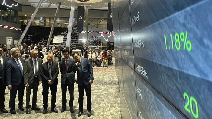 Amman Mineral Resmi Melantai di BEI PT Amman Mineral Internasional Tbk (AMMN) resmi mencatatkan sahamnya, di Bursa Efek Indonesia (BEI), Jumat (7/7/2023).
