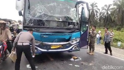 Penampakan 4 Bus Penjemput Jemaah Haji Kecelakaan di Asahan