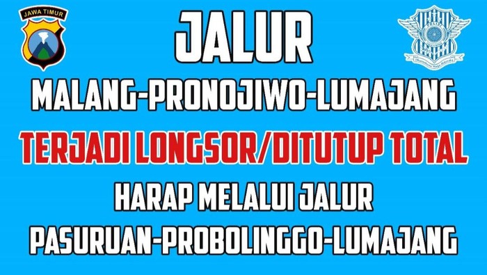 Jalur-Lumajang Ditutup Imbas Longsor Piket Nol