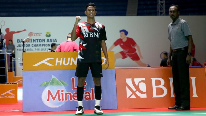 Pebulutangkis tunggal putra Indonesia Alwi Farhan di Badminton Asia Junior Championships 2023 (AJC 2023)