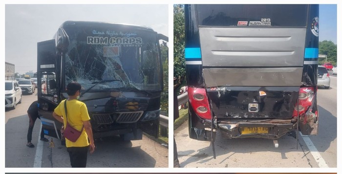 Lima bus kecelakaan beruntun di Tol Jagorawi