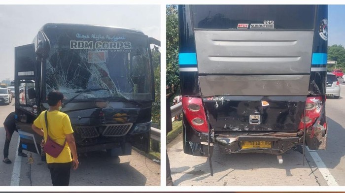 Lima bus kecelakaan beruntun di Tol Jagorawi