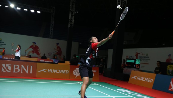 Pebulutangkis tunggal putri Indonesia Mutiara Ayu Puspitasari di Badminton Asia Junior Championships 2023 (AJC 2023)