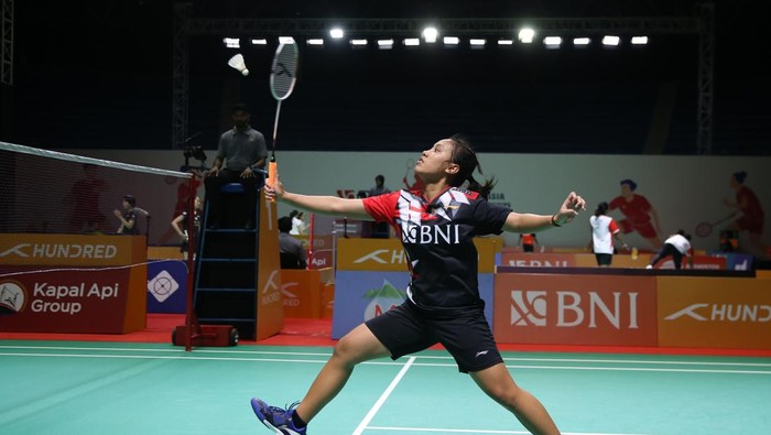 Pebulutangkis tunggal putri Indonesia Mutiara Ayu Puspitasari di Badminton Asia Junior Championships 2023 (AJC 2023)