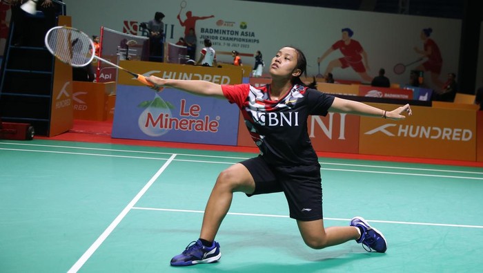 Pebulutangkis tunggal putri Indonesia Mutiara Ayu Puspitasari di Badminton Asia Junior Championships 2023 (AJC 2023)