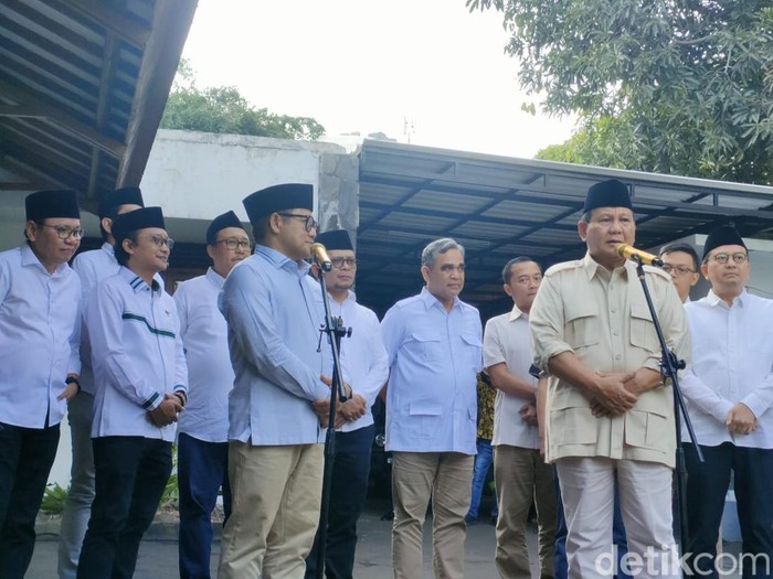 Ketum PKB Muhaimin Iskandar atau Cak Imin dan Ketum Gerindra Prabowo Subianto. (Dwi Rahmawati/detikcom)