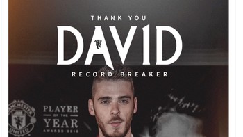 Selamanya legenda United, terima kasih untuk segalanya, tulis akun resmi Manchester United pada David De Gea. Foto: Twitter