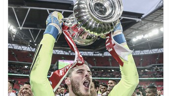 David De Gea mempersembahkan 8 trofi untuk MU dan juga kiper dengan clean sheet terbanyak bagi Setan Merah. Foto: Twitter