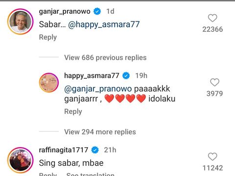 Ganjar Pranowo beri pesan kepada Happy Asmara. Foto diunggah Senin (10/7/2023).