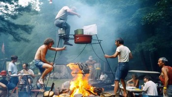 Kalau ini saat AI diminat bikin foto keseruan berkemah. Foto: Boredpanda