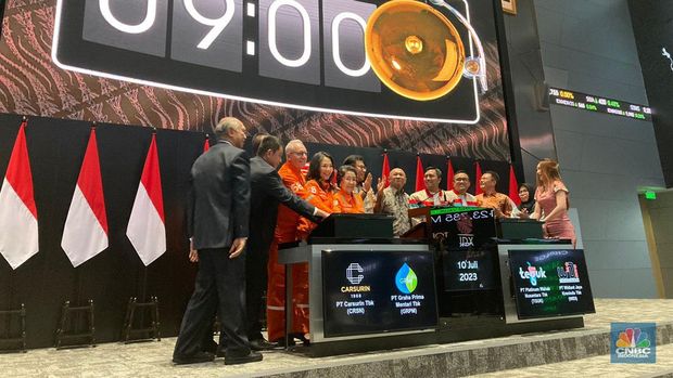 IPO Teguk, Carsurin, Graha Prima Mentari dan Widiant Jaya. (CNBC Indonesia/Mentari Puspadini)