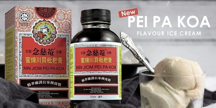 Makanan dan minuman dicampurkan obat batuk Pei Pa Koa