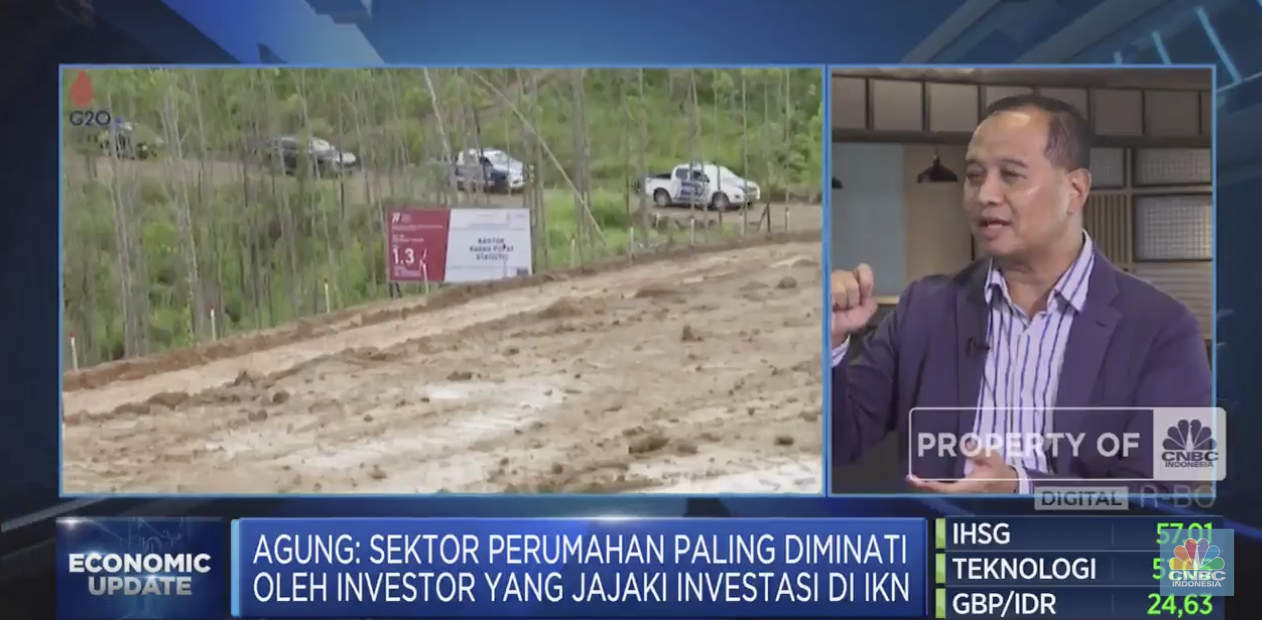 Deputi Bidang Pembiayaan dan Investasi IKN Agung Wicaksono dalam Economic Update di Program Evening Up yang berlangsung pada Selasa, (11/7/2023). (CNBC Indonesia TV)