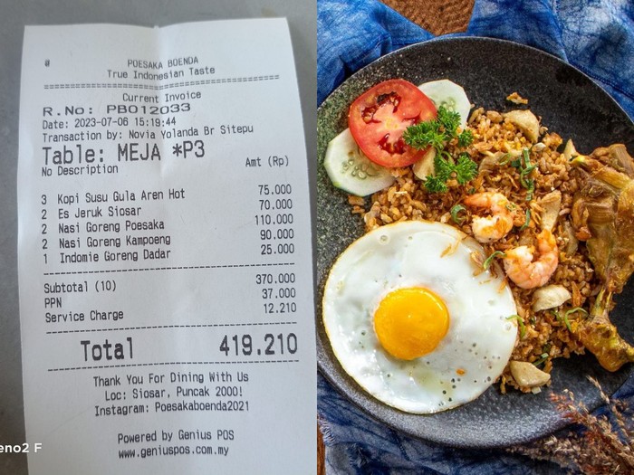 Harga makanan di kafe mahal