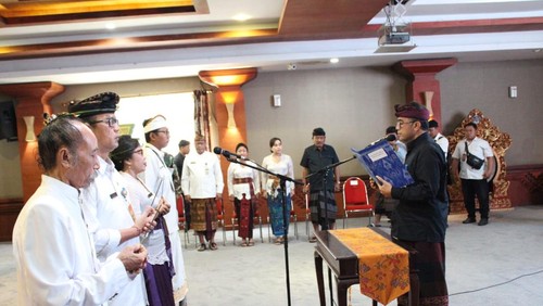 Wali Kota Denpasar I Gusti Ngurah Jaya Negara ketika melantik 61 pejabat administrator dan pengawas di lingkungan Pemkot Denpasar, Senin (10/7/2023) lalu di Graha Sewakadarma Kota Denpasar, Bali.
